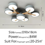Nordic Style Wood Art LED Chandelier for Bedroom Living Room Ceilings