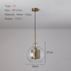 Nordic Mesh Glass Pendant Light - Silver Bronze Kitchen Dining Hanging Lamp