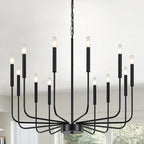 Modern Black Chandelier 6-Light Candle Pendant Light for Dining Room and Kitchen