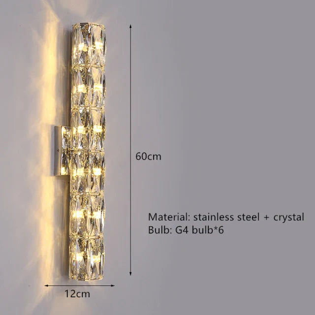 Contemporary Crystal Wall Sconce for Bedside, Bathroom, Corridor, Aisle, TV Background Lighting