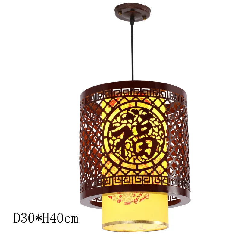 Antique Wood Pendant Lights for Dining Room, LED Living Room Decor Lighting Fixtures