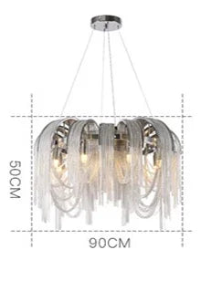 Nordic Tassel Chain Chandelier Chrome Metel Luxury Light for Living Room