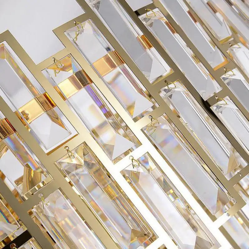 Gold Steel Crystal Pendant Chandelier - Luxury LED Dining Room Hanging Lamp