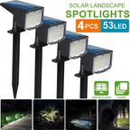 Solar Spotlight 53LED In-Ground Waterproof Landscape Wall Light - Set of 4