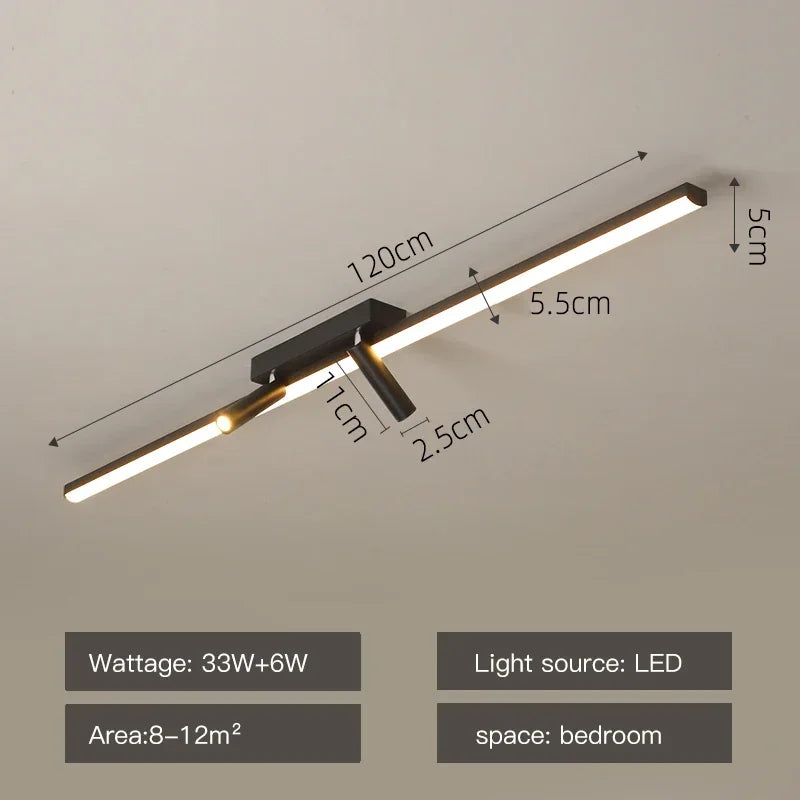 Acrylic Black Strip LED Chandeliers for Indoor Living Dining Room