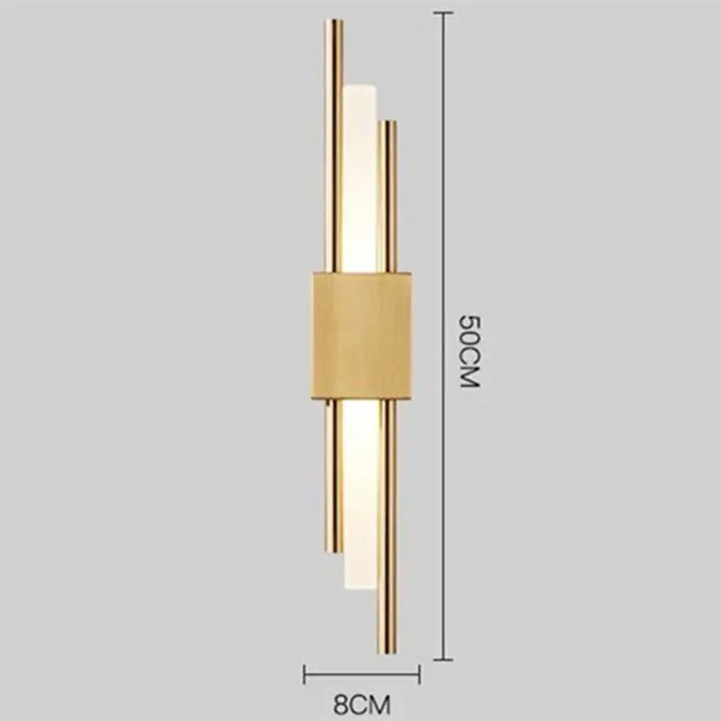 Art Deco Gold LED Wall Sconce with Marble Accent - Modern Bedroom & Living Room Lighting