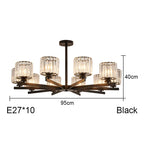 Round Black Chandelier Geometric LED Indoor Hanging Lighting For Modern Minimalist Living Room
