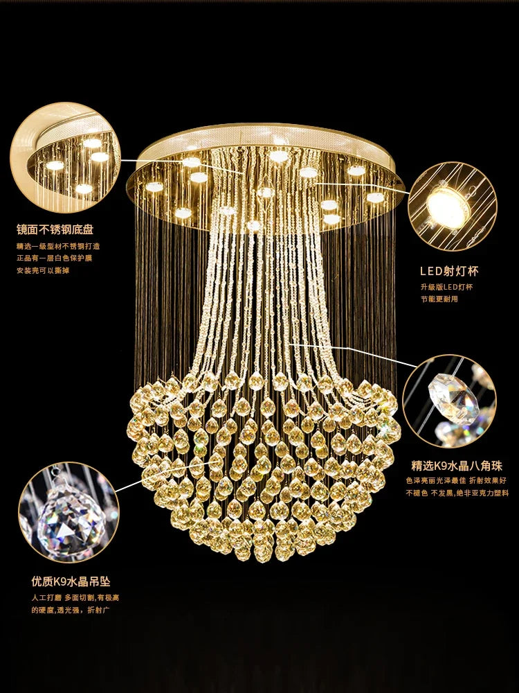 Modern Luxury Crystal Chandelier for Living Room, Dining Room, or Aisle