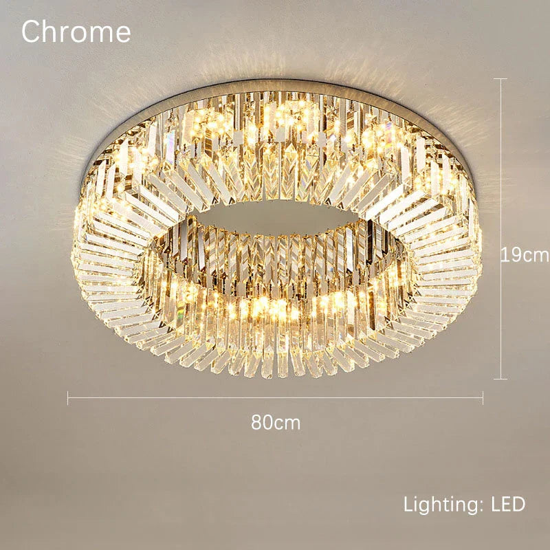 Crystal Gold LED Ring Ceiling Light - Modern Luxury Home Lighting