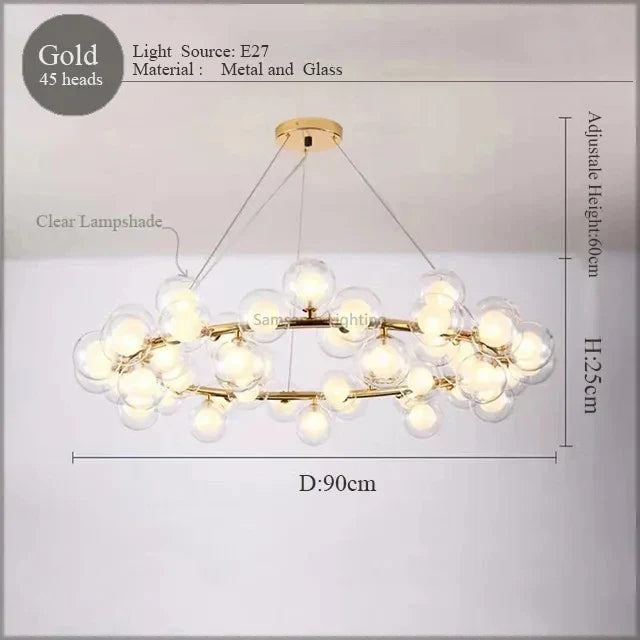 LED Glass Chandelier Pendant Lamp for Living Room Dining Room Lighting