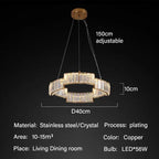 Crystal Pendant Light for Modern Luxury Living, Dining, or Kitchen Decor