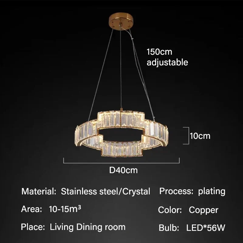 Crystal Pendant Light for Modern Luxury Living, Dining, or Kitchen Decor