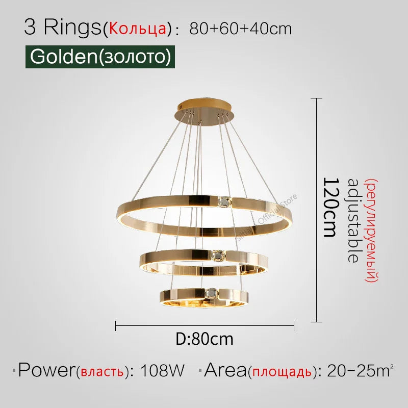 Diamond Ring Chandelier | Nordic Crystal Bedroom and Living Room Luxury Lamp
