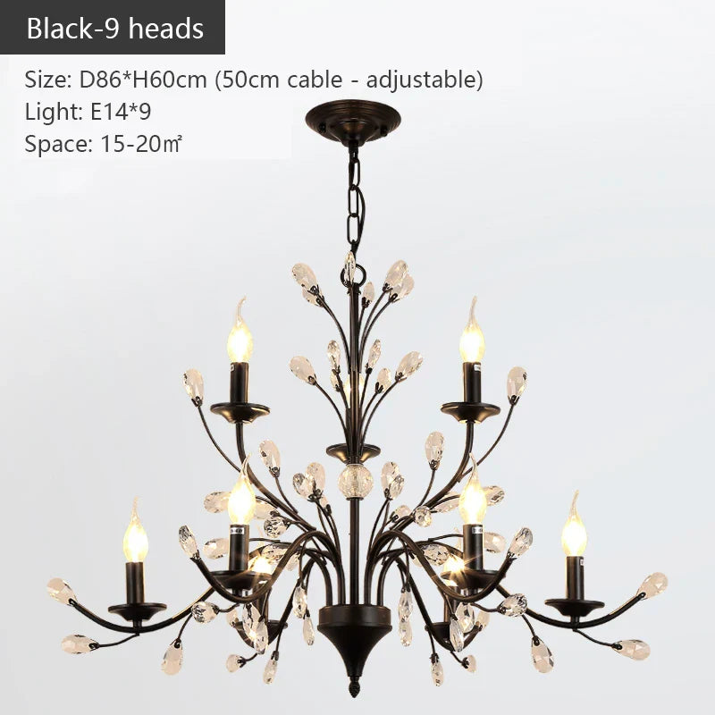 Crystal Chandelier: Modern LED Pendant Lamp for Living, Dining, Bedroom, Kitchen. Vintage American Style.