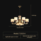 All Copper Marble Jade Chandelier: Luxury Living Room Hall Bedroom Lighting