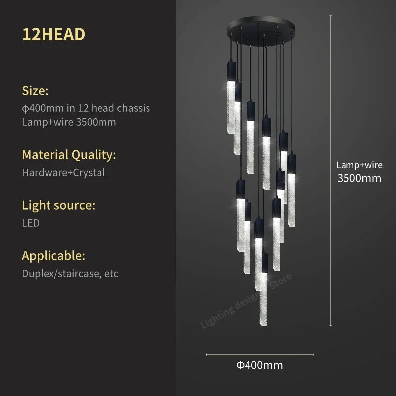 Crystal Bubble Chandelier Pendant Light - Modern Staircase Hanging Fixture