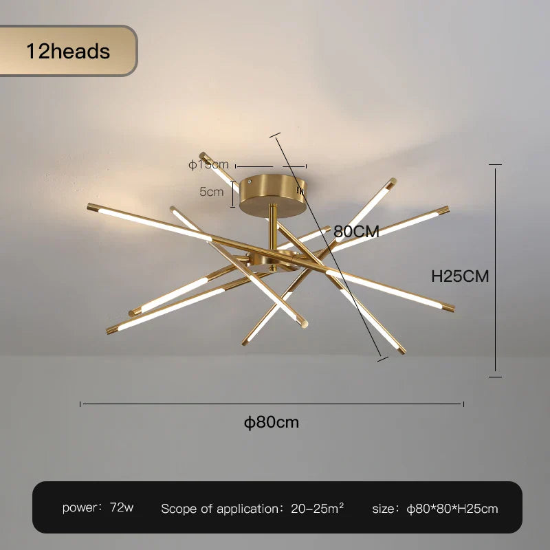 Stick Chandelier for Living Room Dining Kitchen LED Lighting Fixtures