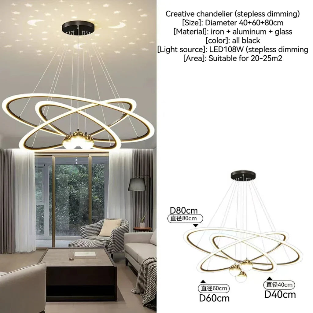Modern Nordic Indoor LED Starry Sky Ceiling Chandelier