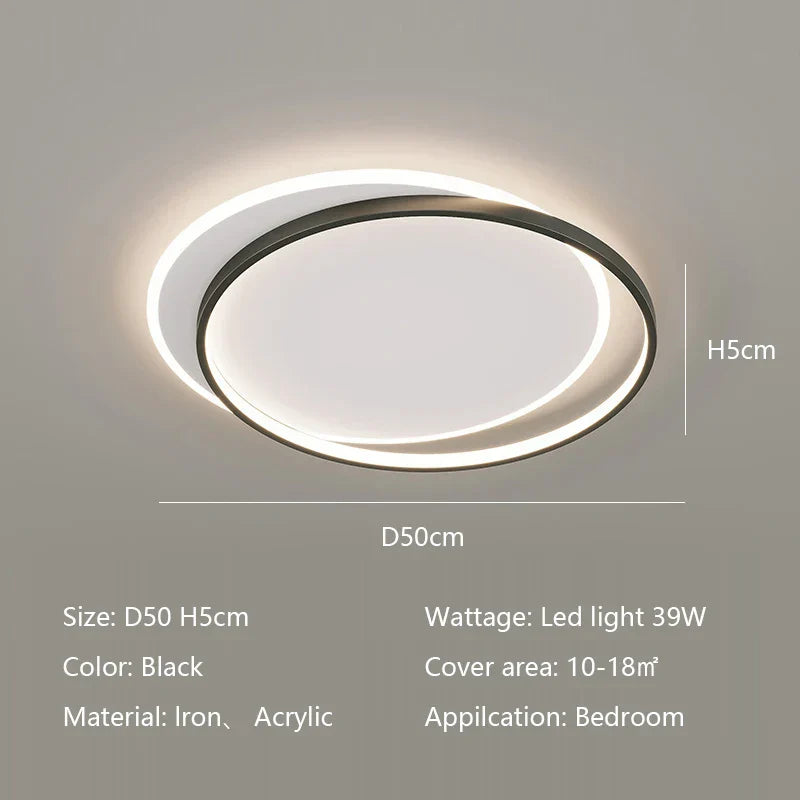 Modern Round LED Ceiling Lamp for Bedroom, Living Room, Study - Dimmable Circle Light Fixtures