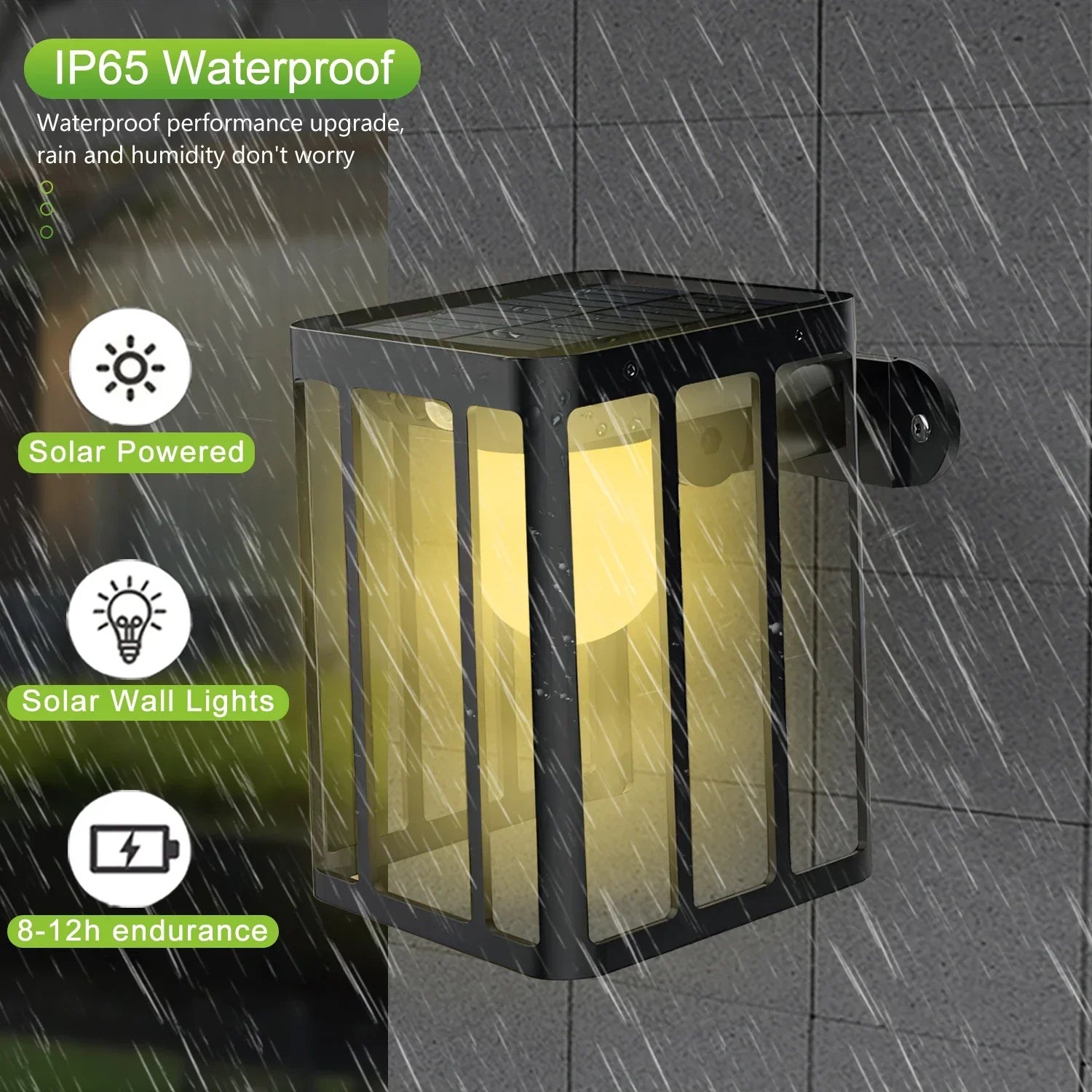 Solar Motion Sensor Wall Lights: 3 Lighting Mode, Waterproof Security Lamp