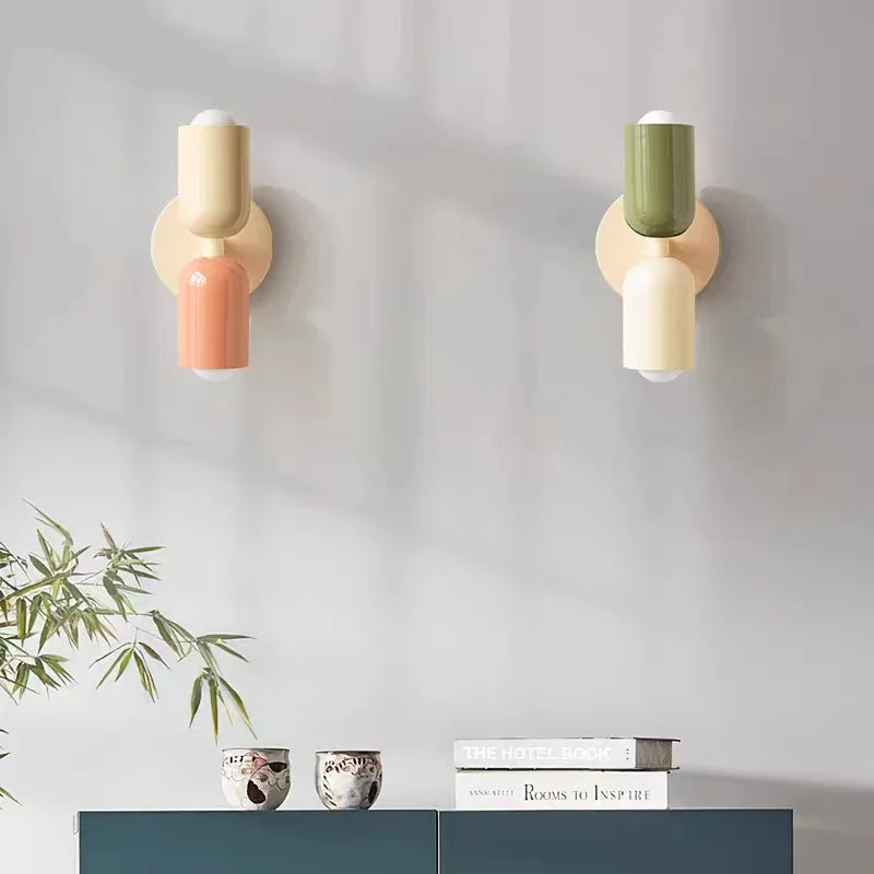 Cream Double Head LED Wall Lamps | Modern Nordic Colorful Lights for Indoor Decor