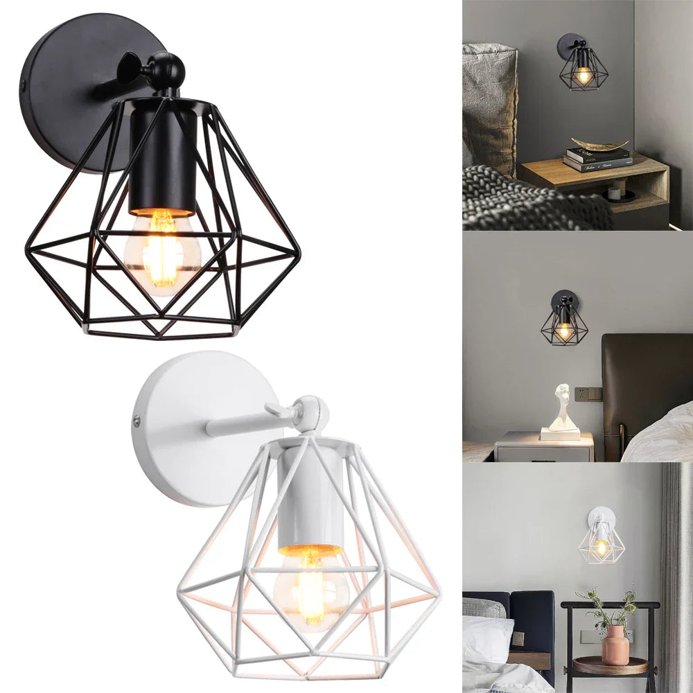 Metal Cage Wall Lights Modern Industrial Lighting for Bedroom and Hallway