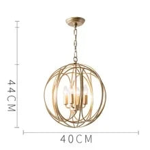 Gold Globe Chandelier Pendant Light for Living Room & Dining Room