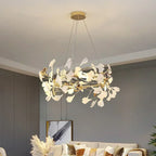 Nordic Ginkgo Branch Leaf Ceiling Chandelier Pendant Lamp for Living Room Home Decor