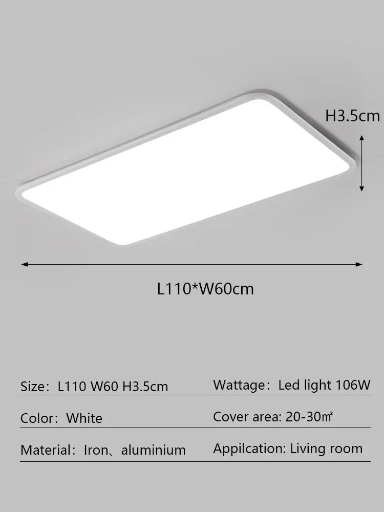 LED Ceiling Lamp: Modern Minimalist Rectangular Design for Living room, Bedroom, Indoor Lighting