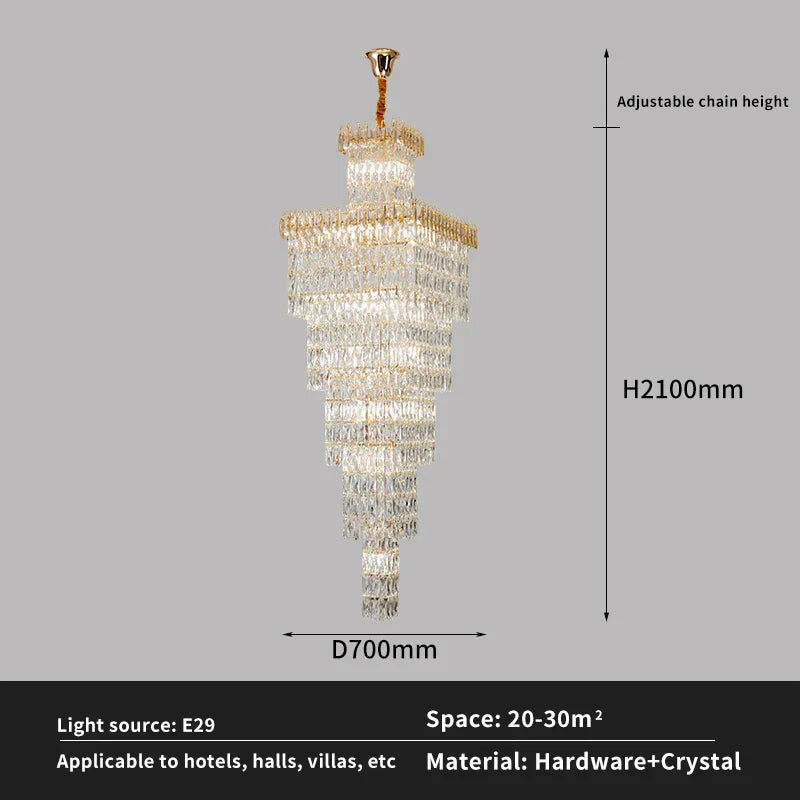 Crystal Luxe Living Room Chandelier - Modern & Elegant Hall Staircase Lighting