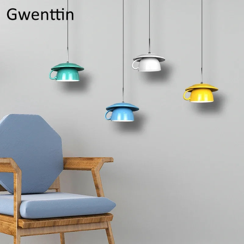 Ceramic Cup Pendant Light: Stylish LED Hanging Lamp for Home Decor and Kitchen