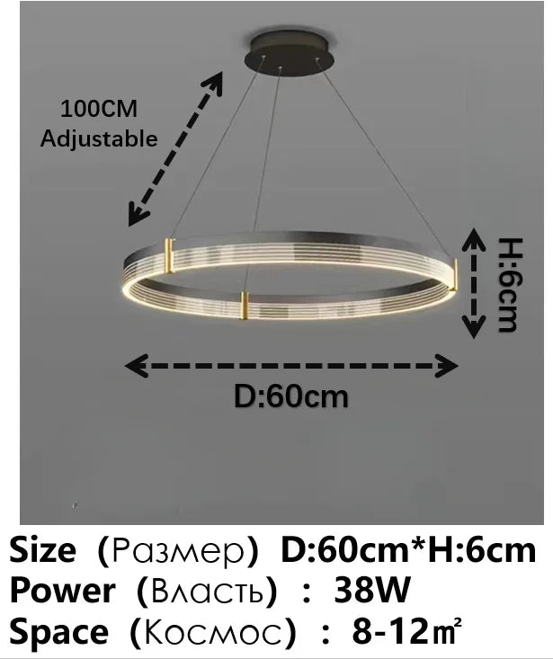 Black Acrylic LED Pendant Light for Modern Home Decor