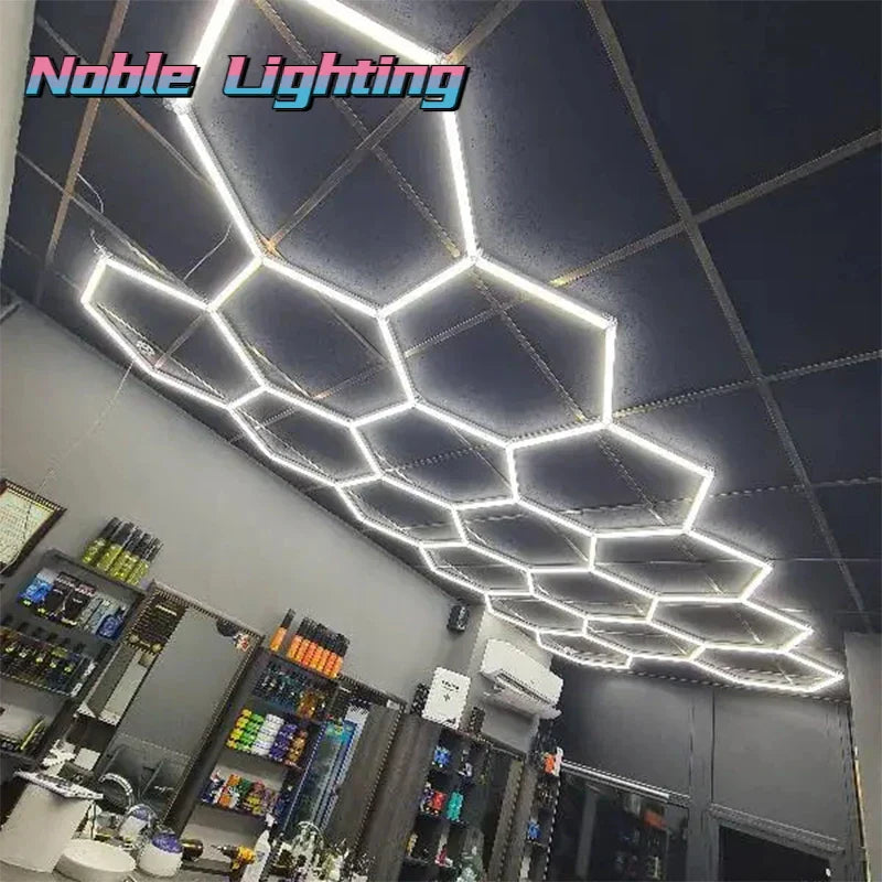 Honeycomb Hexagon LED Ceiling Light for Hair Salon & Auto Detailing