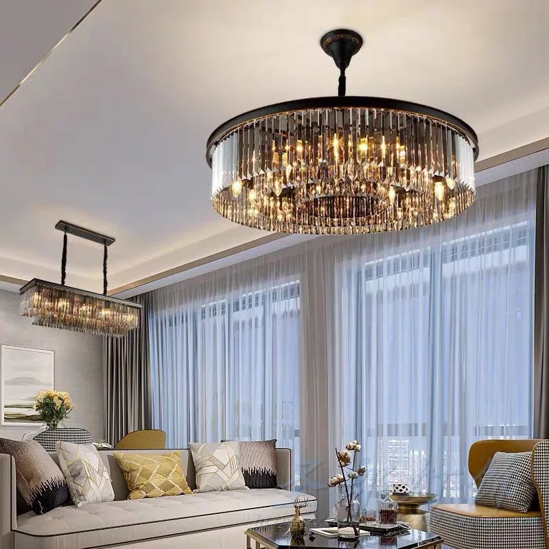 Crystal Ceiling Chandelier: Modern Vintage Hanging Light for Living Dining Room