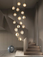 Crystal Ball LED Rotating Stair Chandelier - Nordic Luxury Loft Bubble Design