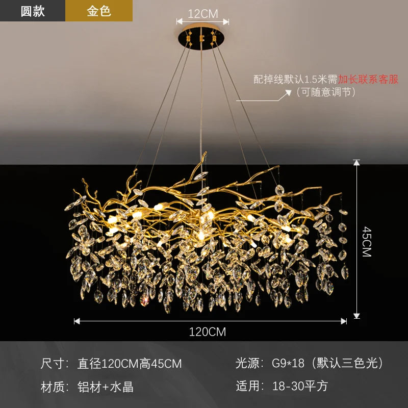 Golden Branch Led Ceiling Chandelier Modern Living Room Pendant Lights