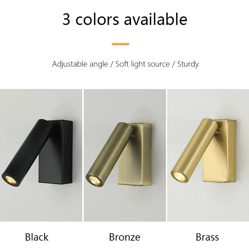 Adjustable Angle LED Wall Lamp for Bedside Reading & Bedroom Ambiance