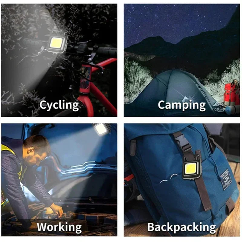 Mini LED Keychain Light: USB Rechargeable Portable Multifunctional Camping Flashlight