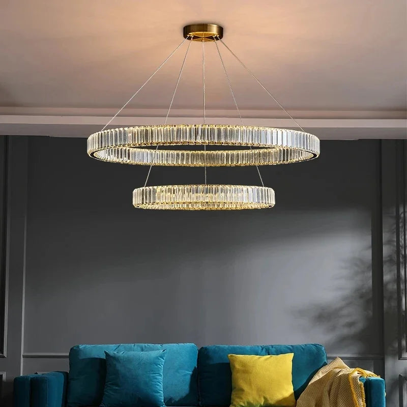 Luxury Crystal Round Pendant Chandelier for Living Room & Bedroom