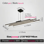 Black Nordic Chandelier LED Light Minimalist Designer Style Bar Living Room