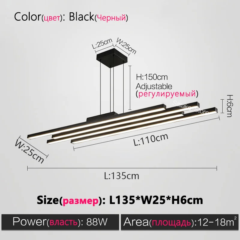 Modern Black Nordic Chandelier LED Light for Living Room by Afralia™