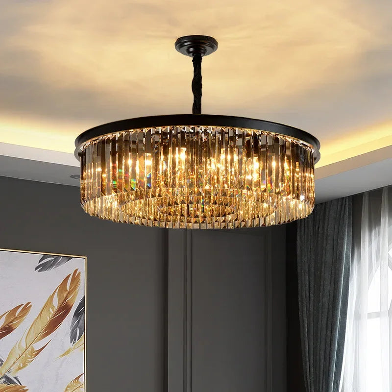 Modern Luxury Crystal Pendant Lights Gold Black Glass Chandelier Fixture