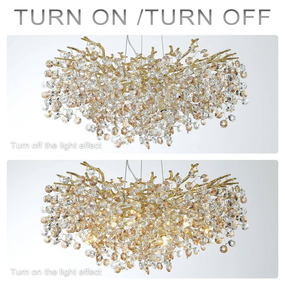 Sun Crystal Chandelier for Elegant Living Room & Lobby Lighting