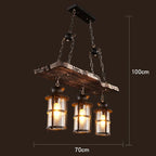 Retro Wood E27 LED Ceiling Chandelier - Industrial Vintage Pendant Lights