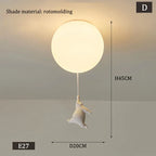 Nordic White Bear Kid Ceiling Lamp: Children's Room Decoration LED Pendant Light.
