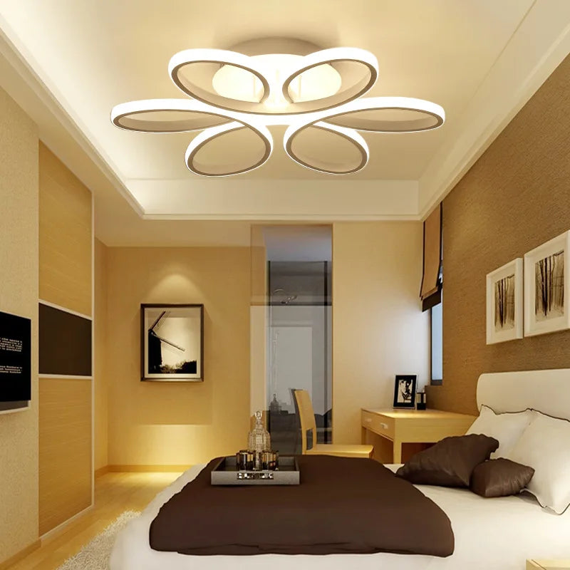 Flower Chandelier: Remote Control LED Ceiling Lamp for Modern Nordic Bedroom & Living Room