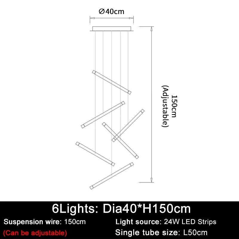 Modern Tube Design LED Chandelier - Gold/Chrome/Black Luxury Home Decor & Kitchen Lighting