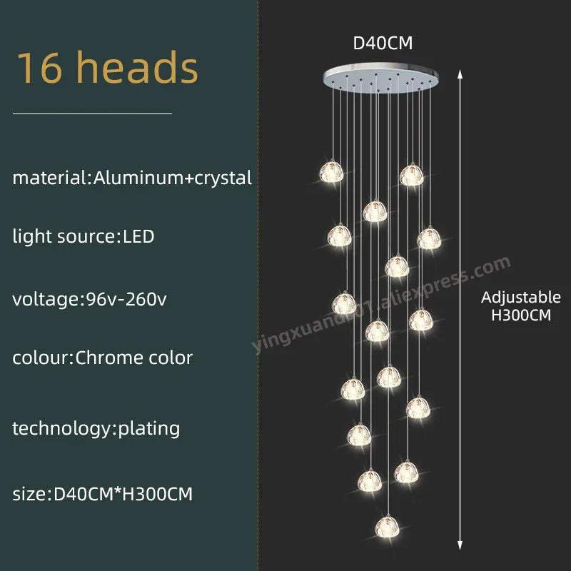 Luxury Spiral Staircase Chandelier LED Pendent Lamp for Stylish Living Room