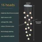 Luxury Spiral Staircase Chandelier LED Pendent Lamp for Stylish Living Room