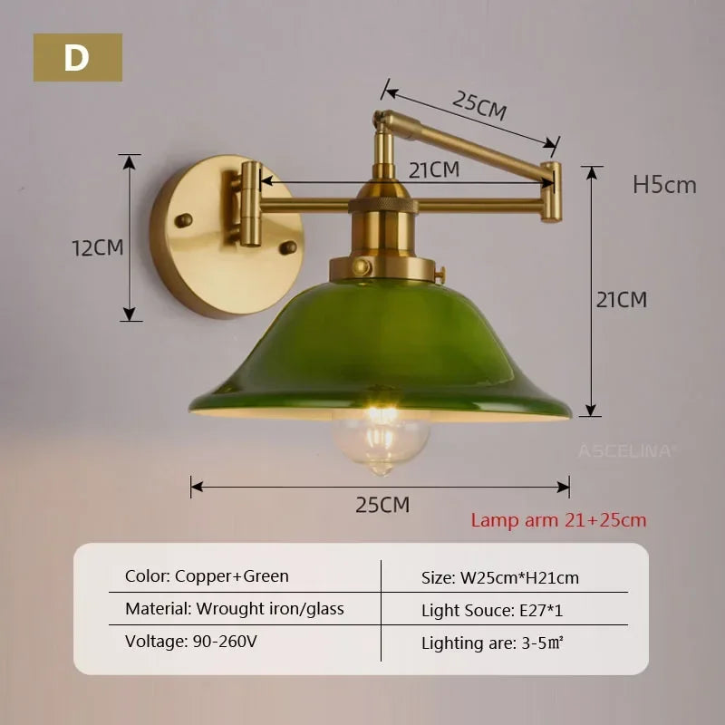 Retro Rocker Glass Wall Sconce for Living Room Aisle Reading Lights